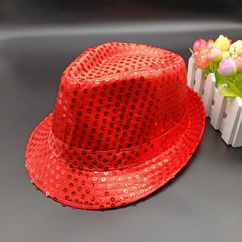 Ankelesz Sequin Hat for Man and Women,Western Sequin Fedora Hat Bling Dance Hats - Image 2